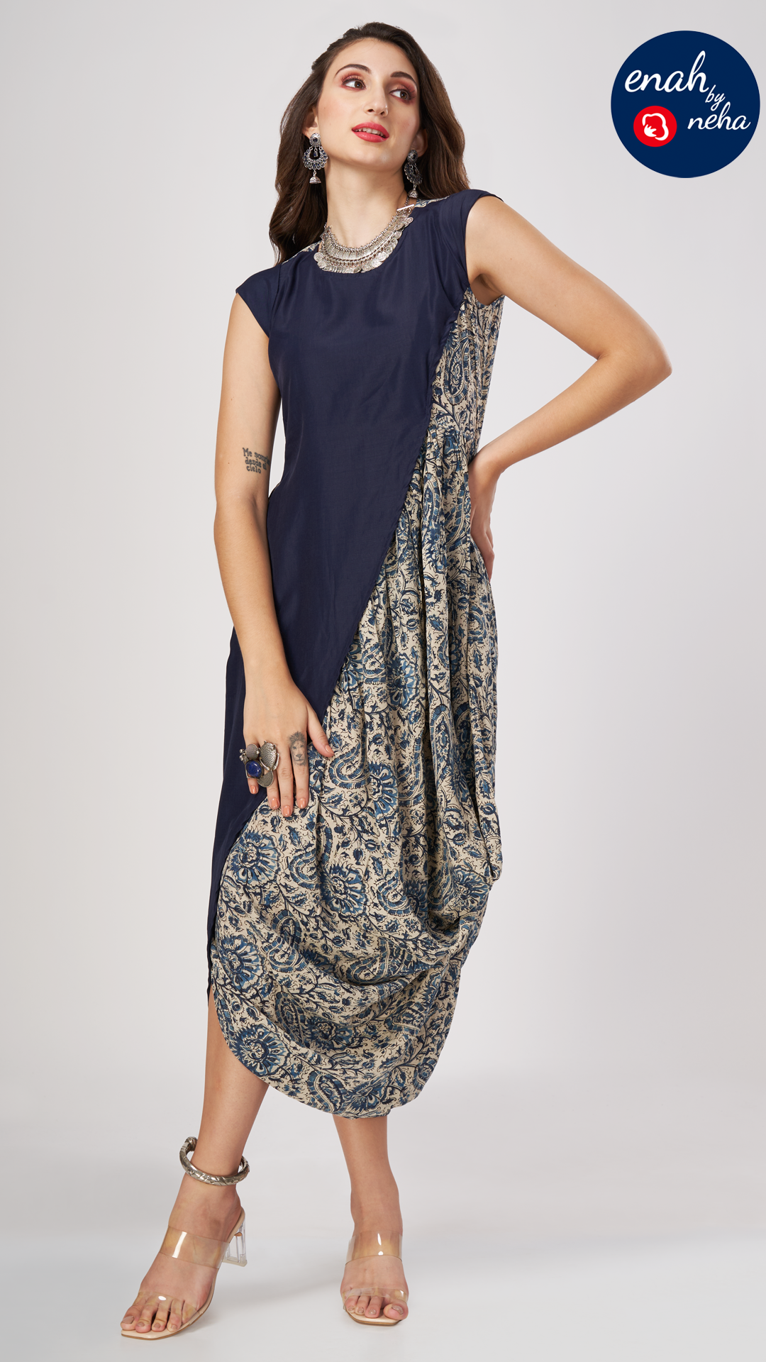 Cowl draped dress