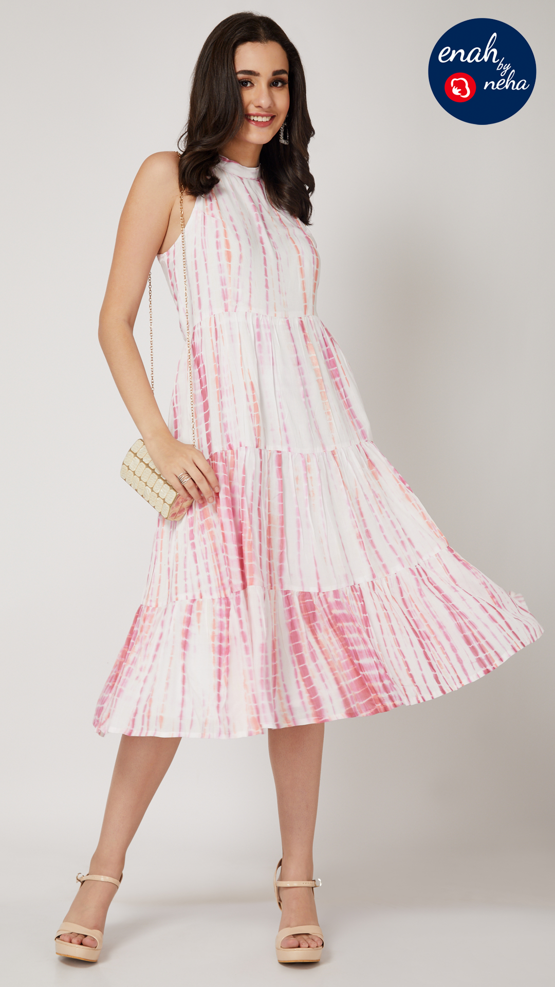 Tie-dye halter dress