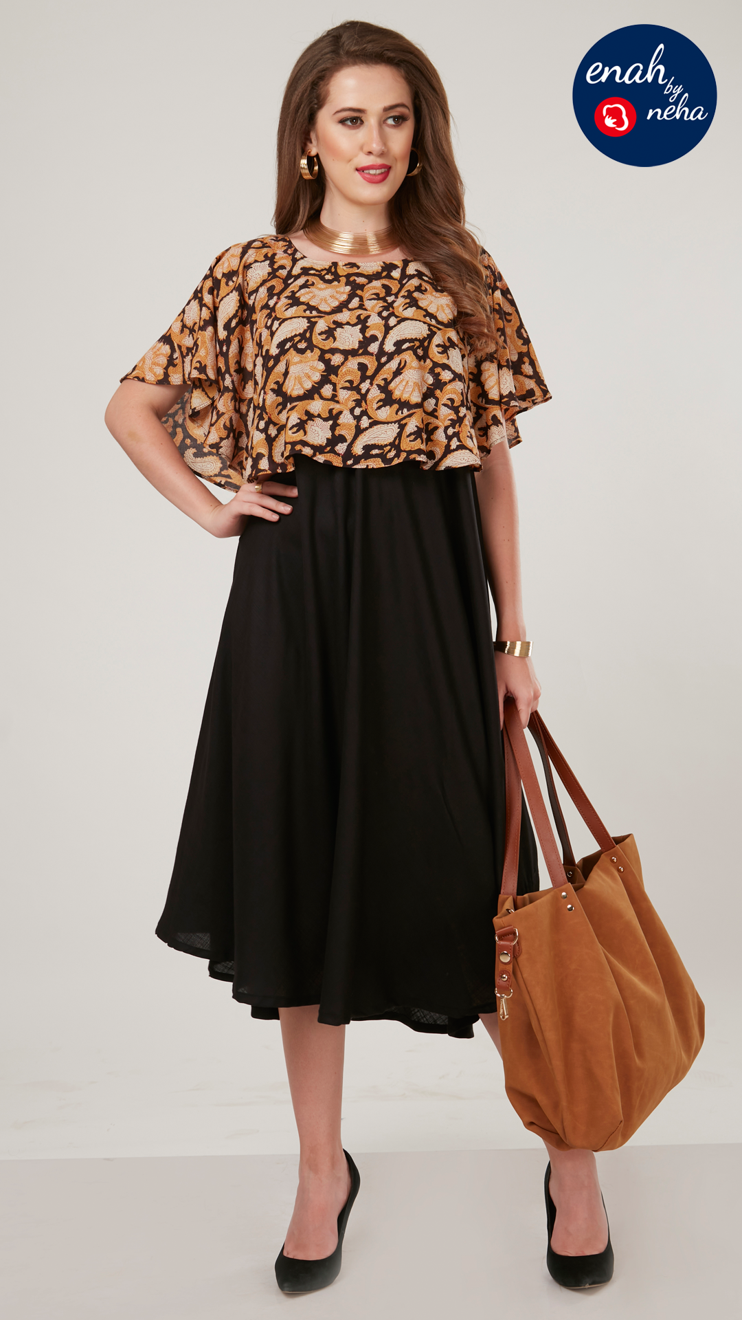 Flared cape dress