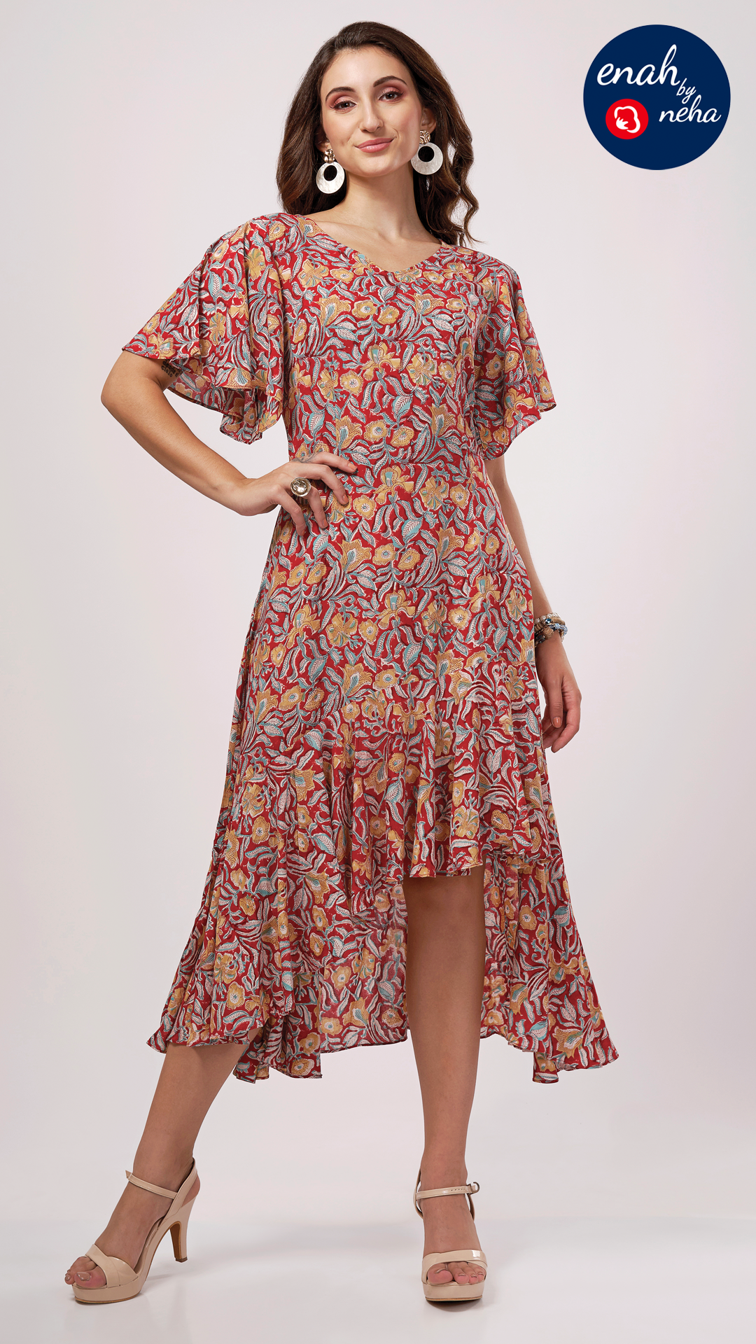 Slant hem dress