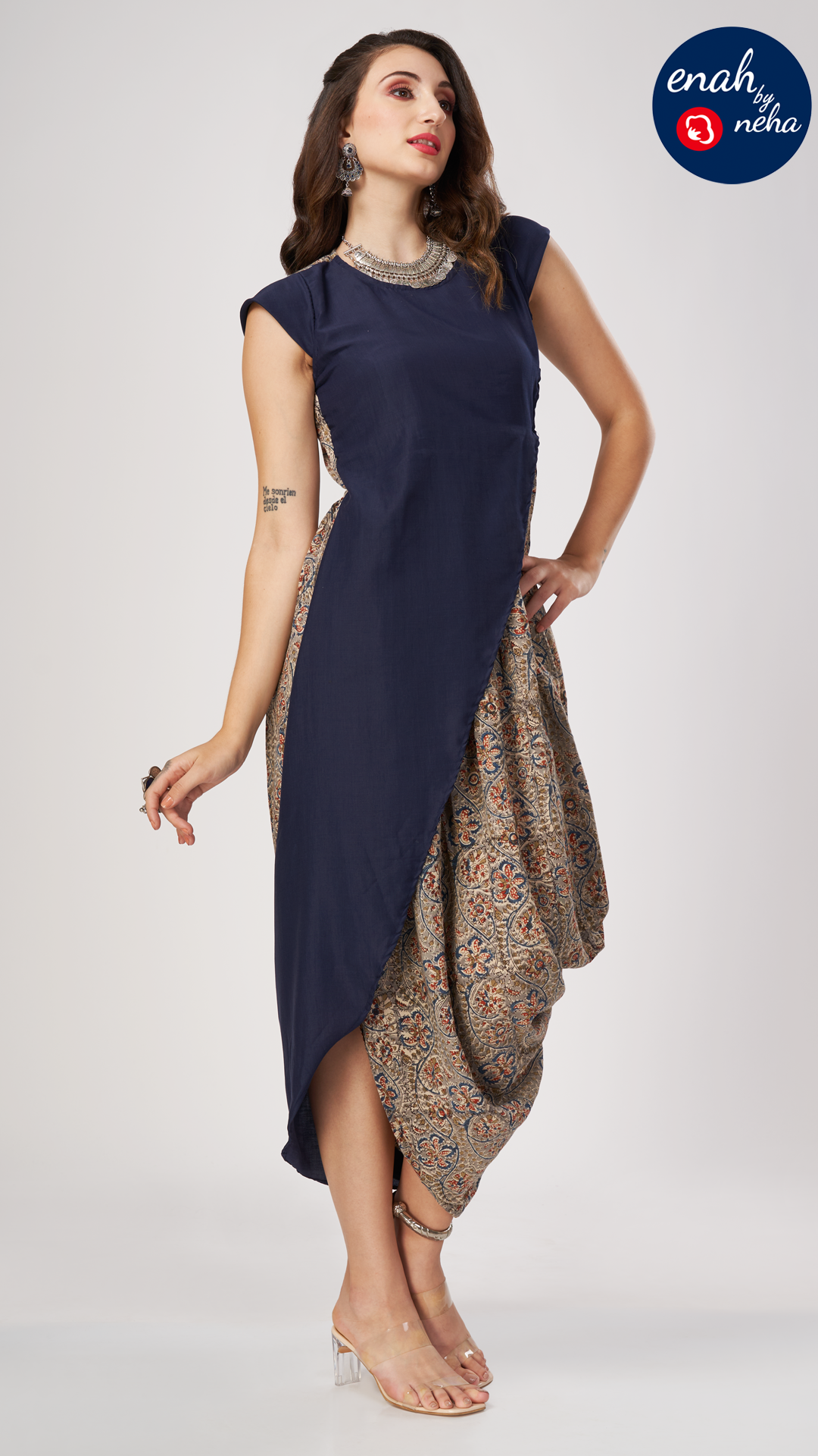 Cowl draped dress