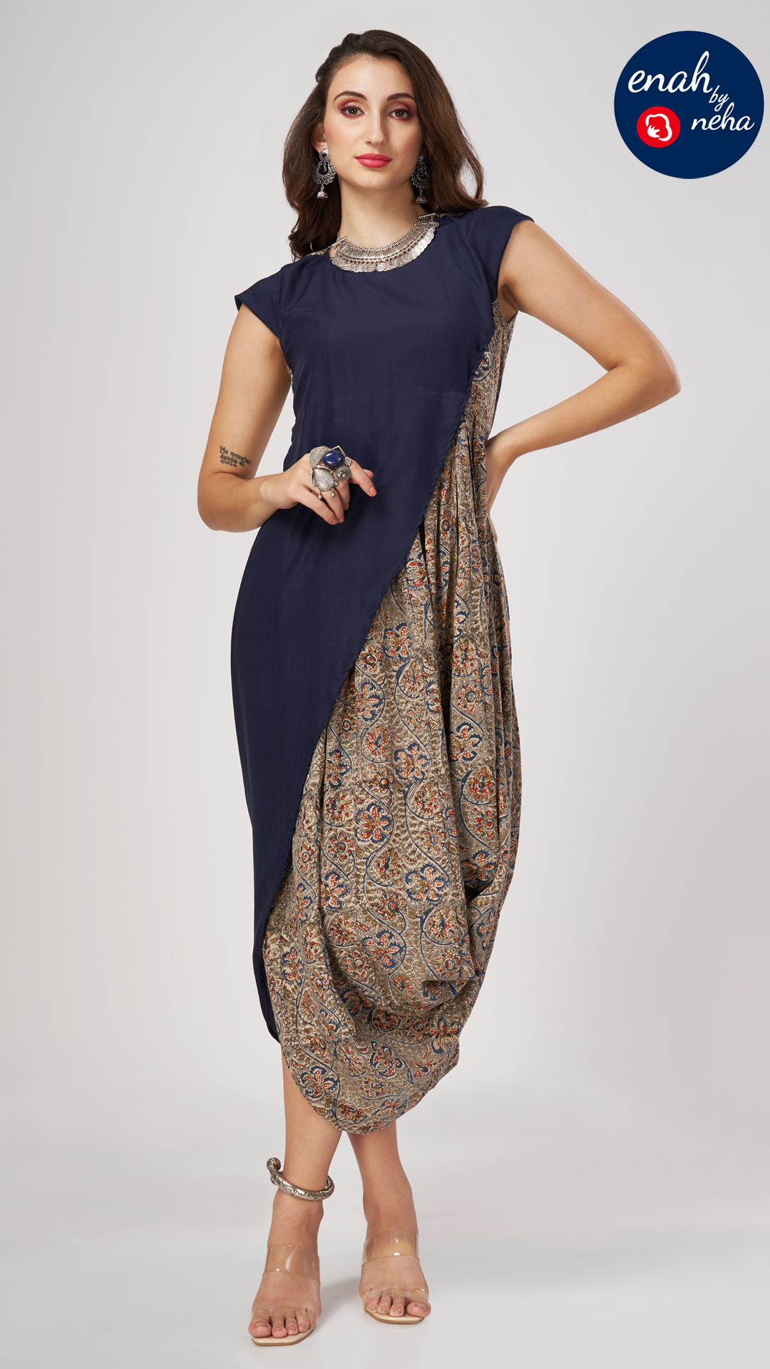 Cowl draped dress