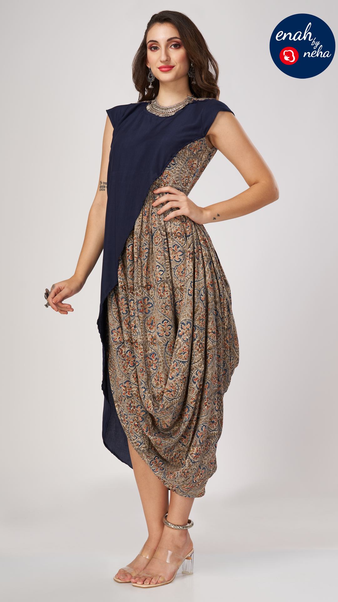 Cowl draped dress