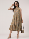 Modal Silk Ajrakh Tiered Dress