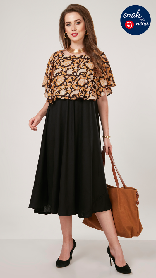 Flared cape dress