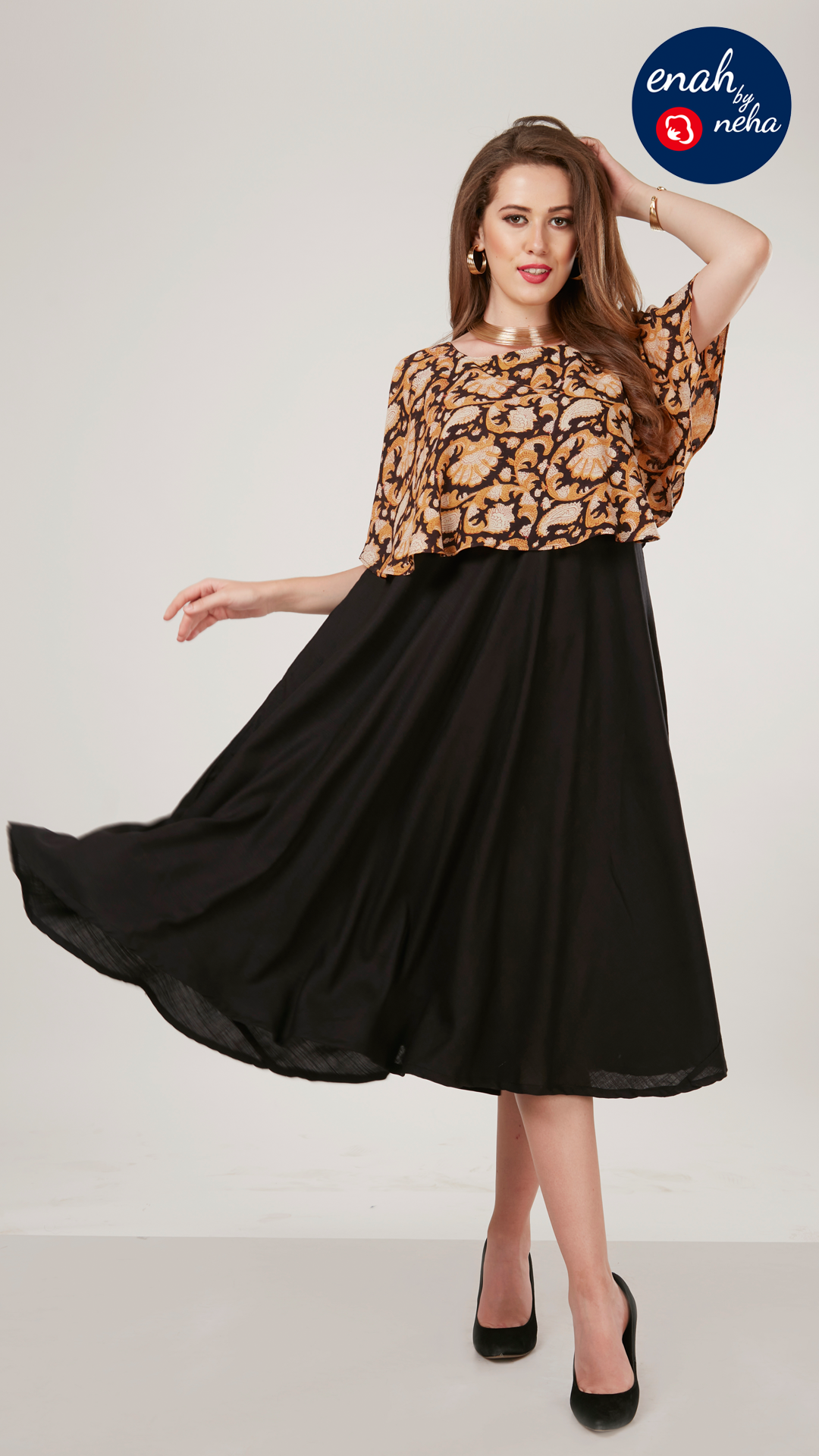Flared cape dress