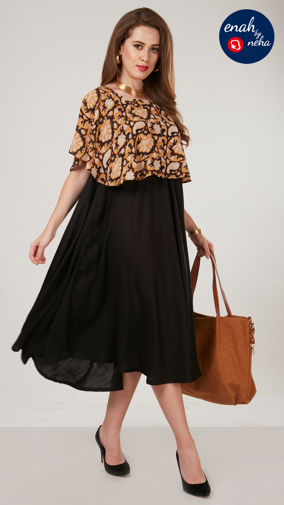 Flared cape dress