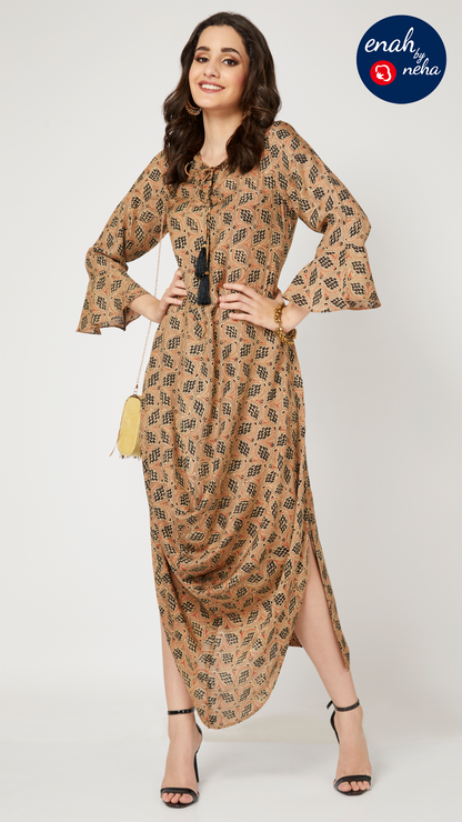 Ajrakh cowl dress