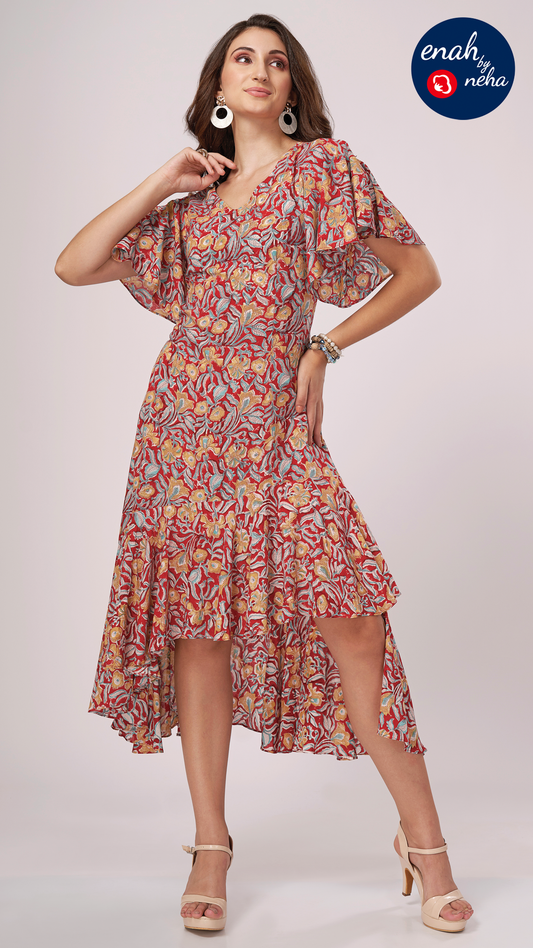 Slant hem dress