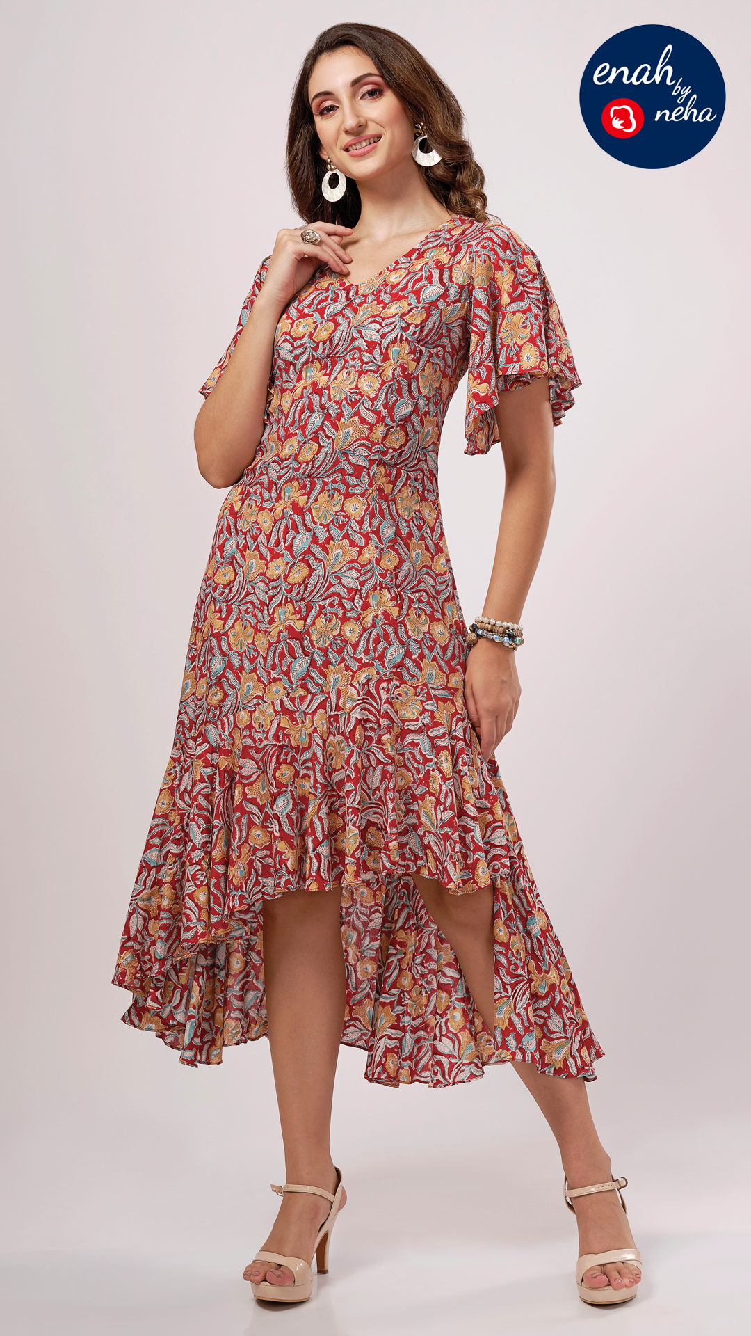 Slant hem dress