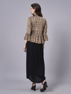 Cowl dress with ajrakh jacket