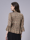 Cowl dress with ajrakh jacket