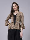 Cowl dress with ajrakh jacket
