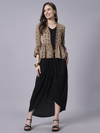 Cowl dress with ajrakh jacket